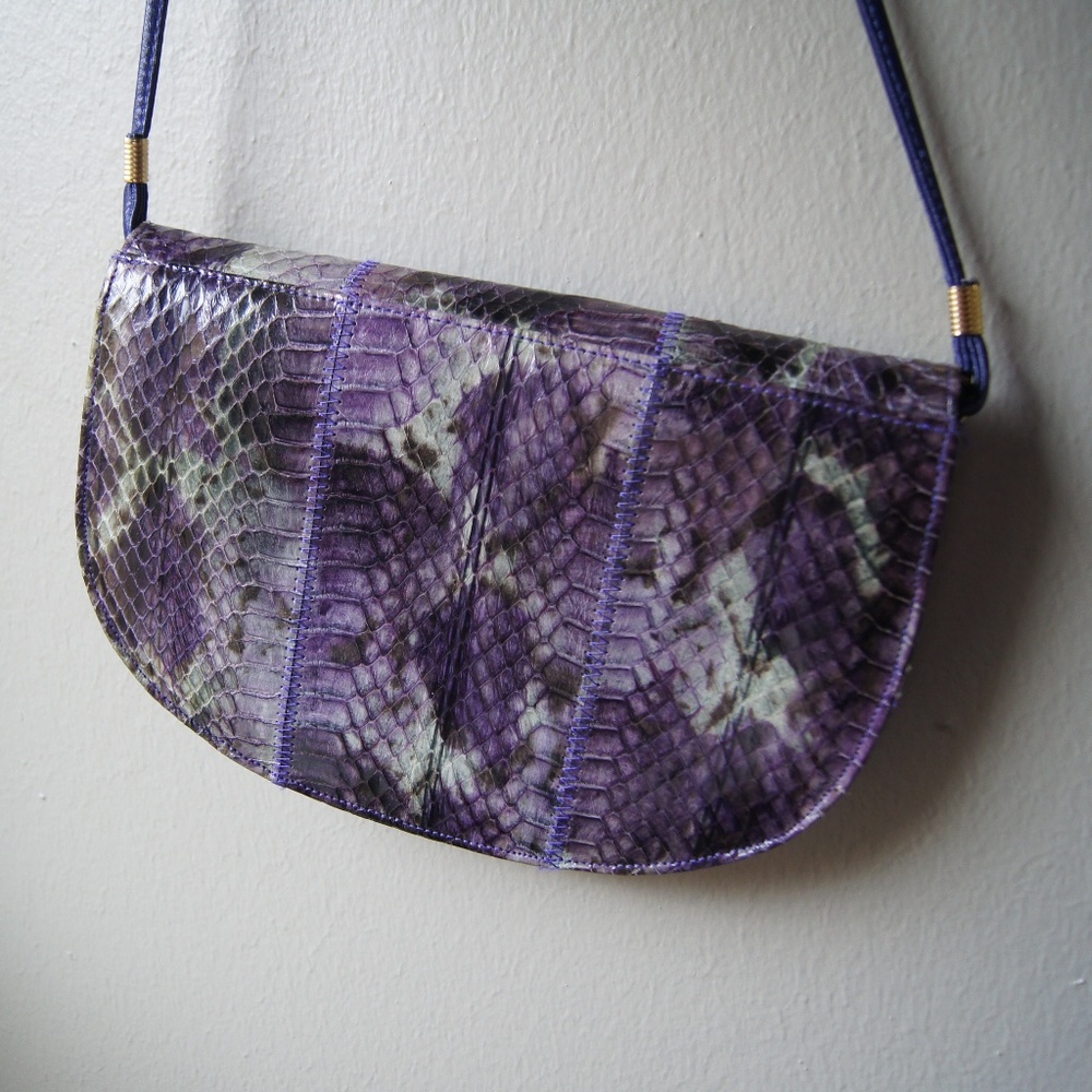 Vintage 70's Purple Snake Crossbody Bag Purse